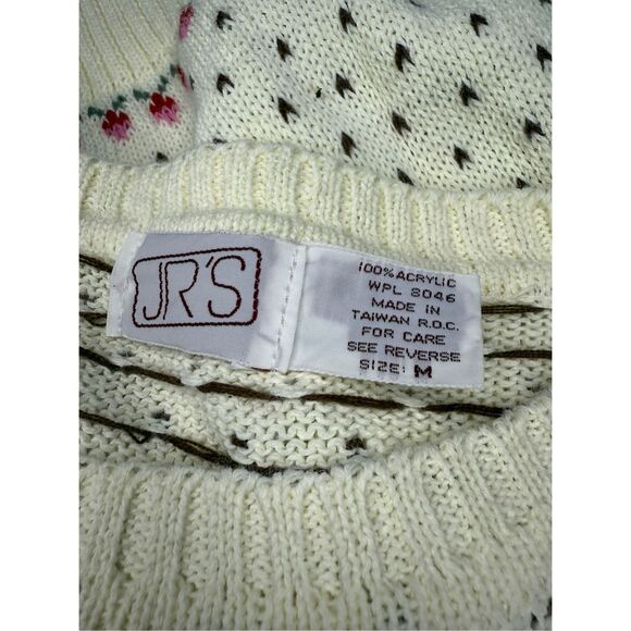 Vintage Macys JR’s Women’s Medium Crewneck Knit Sweater Hearts Floral 90s NEW - Picture 7 of 7